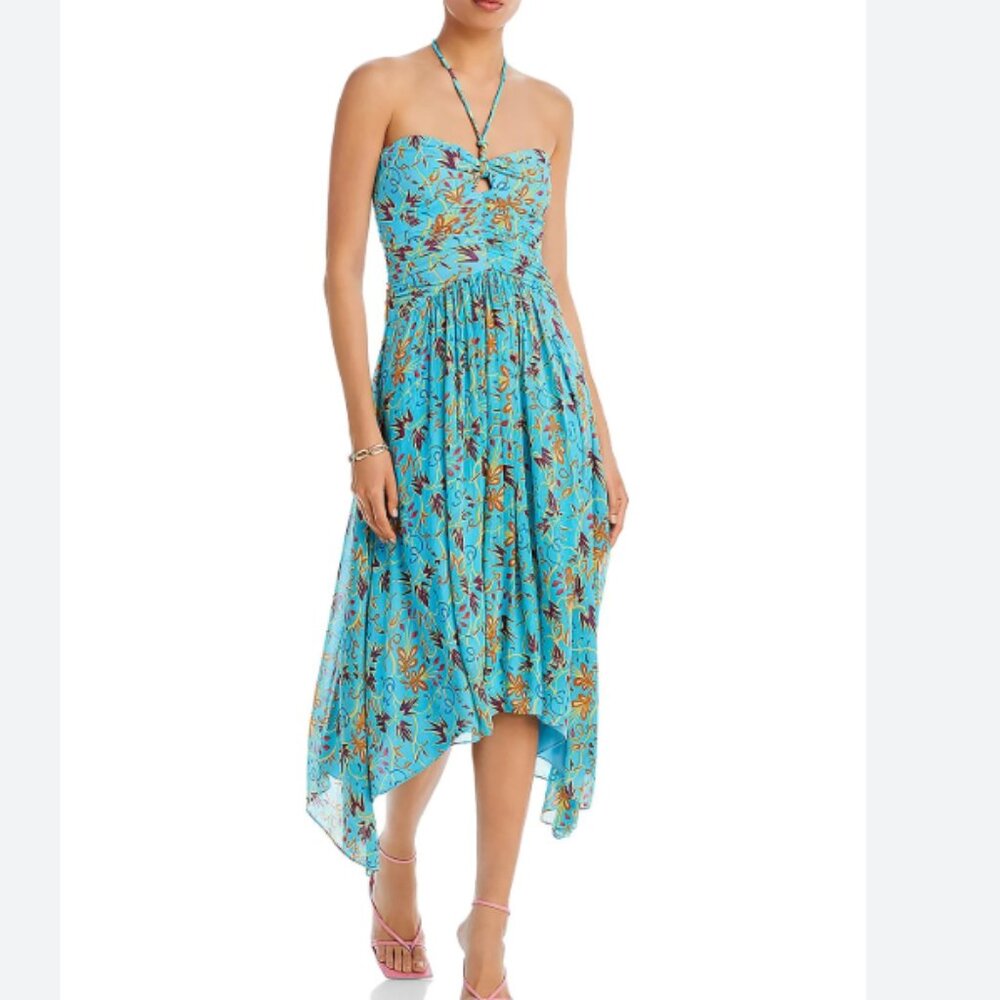 A.L.C. Womens Handkerchief Hem Midi Halter Sun Dress Size 4 NWT